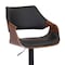 Armen Living Aspen Adjustable Swivel Black Faux Leather and Walnut Wood Bar Stool with Black Base LCASBAWABL - alternate 3